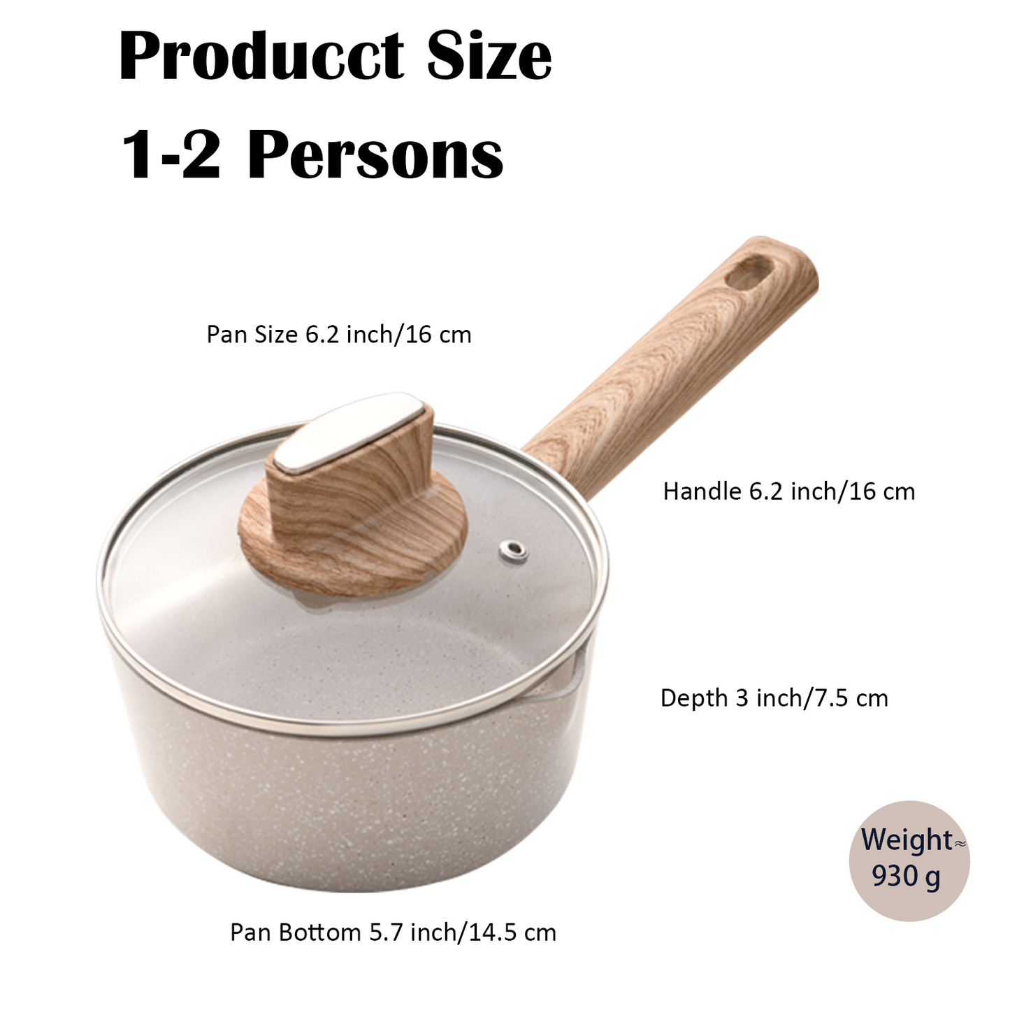 Nonstick Sauce Pan with Lid, 6 inch Milk Pot, Healthy Non Toxic Coating