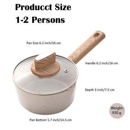 Nonstick Sauce Pan with Lid, 6 inch Milk Pot, Healthy Non Toxic Coating