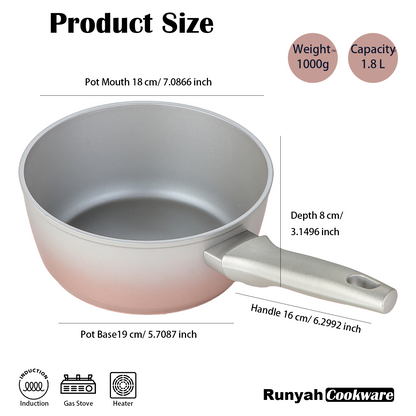 Nonstick Ceramic Sauce Pan with Lid, 7 inch 2 Quarts Milk Pot, Healthy Non PFOA&PFAS