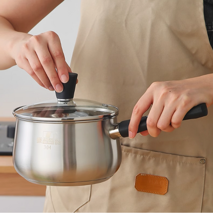 Nonstick Stainless Steel Saucepan with Lid, 7 inch, Triple Bottom