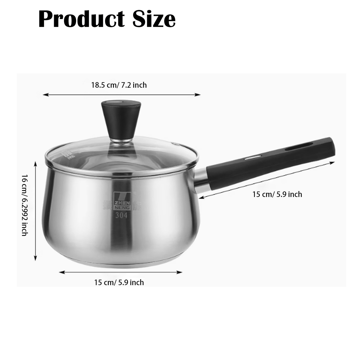 Nonstick Stainless Steel Saucepan with Lid, 7 inch, Triple Bottom