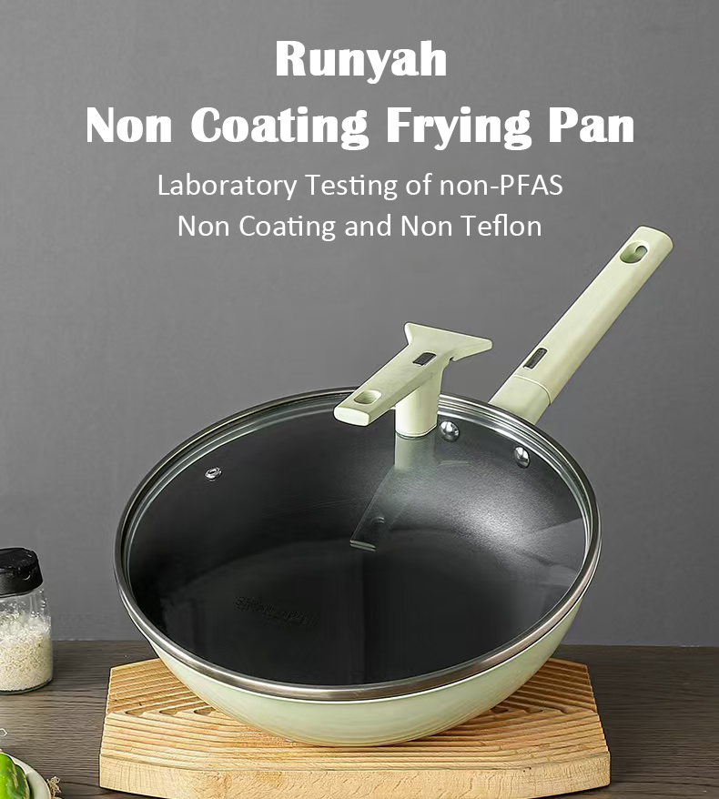 Nonstick Non-PFOA&PFAS Frying Pan with Lid, 11/12 inch Wok, Healthy Non Coating and Plasma Inner