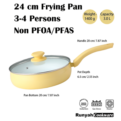 3 Pcs Ceramic Pots and Pans Set, Nonstick Deep Cookware Sets, Non PFOA&PFAS Healthy Coating