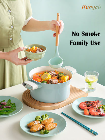 Nonstick Non-PFOA&PFAS Ceramic Stock Pot with Lid, 8.6 inch, 4 Quart, Induction Soup Pot Milk Pot