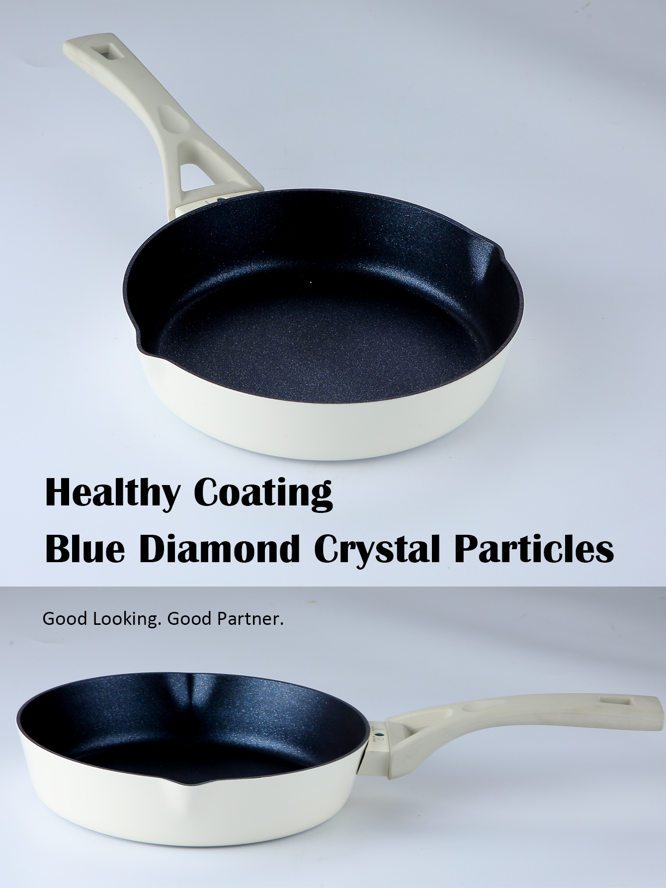 Titanium Nonstick Deep Frying Pan Skillet with Lid, 9.4 inch, Healthy Blue Crystal Particles