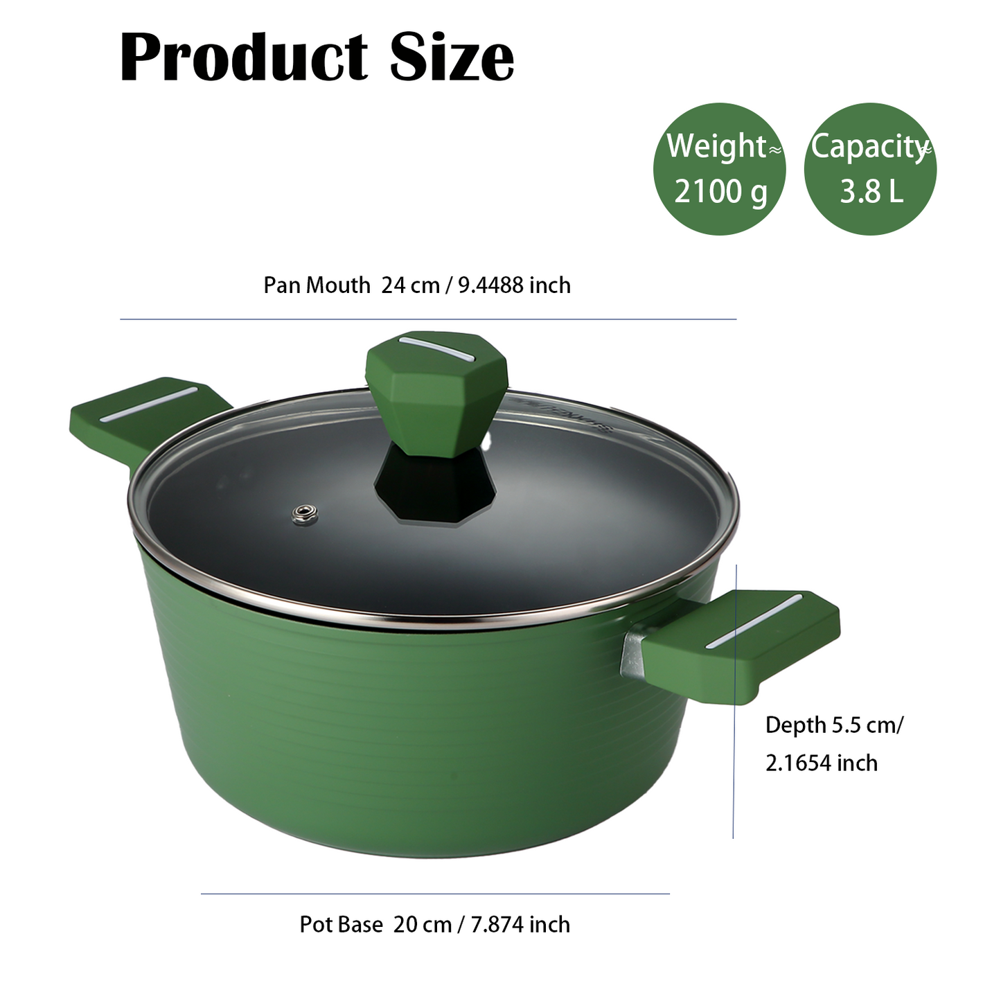 Nonstick Non-PFOA&PFAS Stock Pot with Lid, 9.4 inch 4 Quarts, Stew Pot Soup Pot, Healthy Graphene Coating