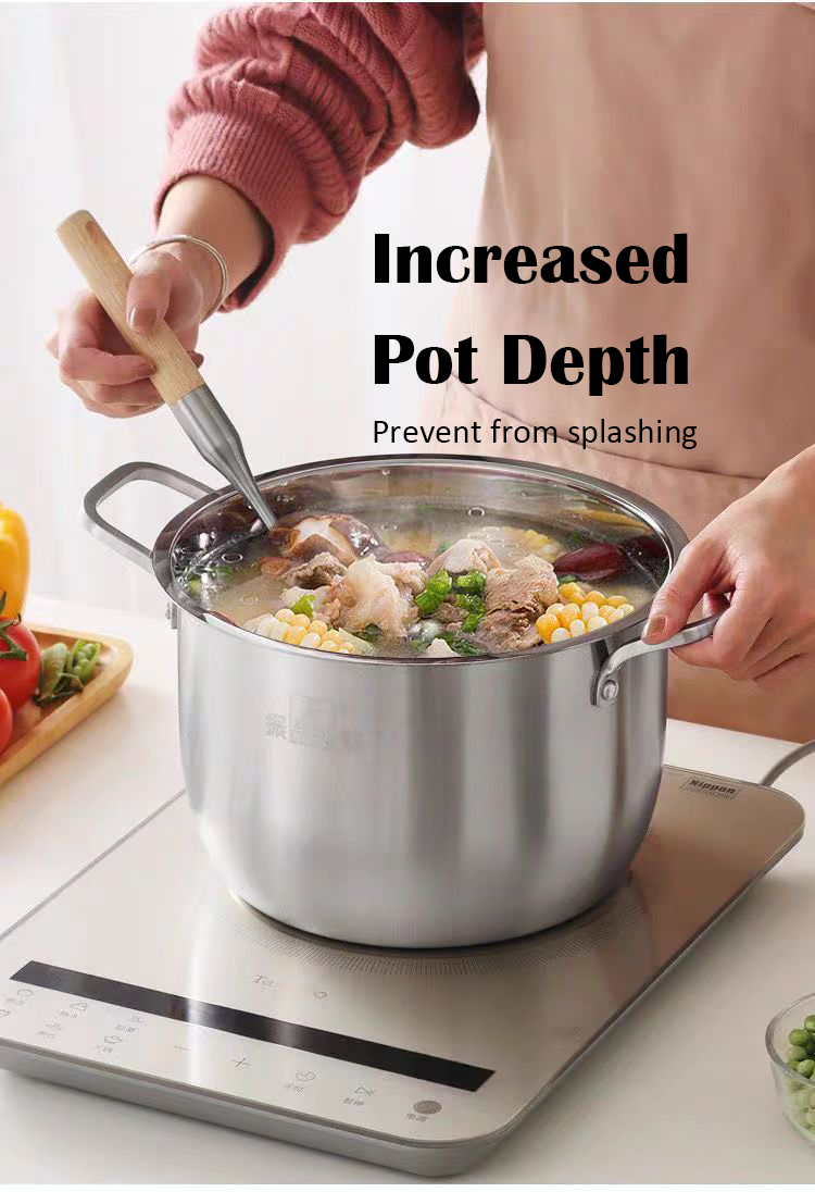 Stainless Steel Stock Pot with Lid, 20/24 cm, 3/5 Quart, Triple Layer Bottom