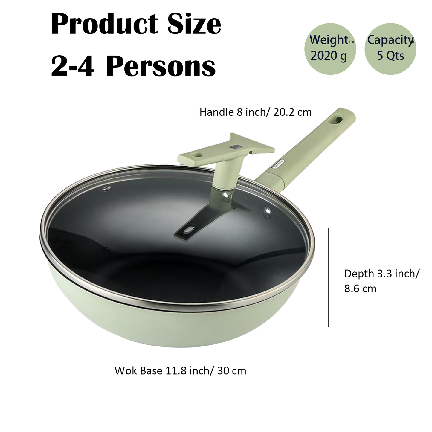 Nonstick Non-PFOA&PFAS Frying Pan with Lid, 11/12 inch Wok, Healthy Non Coating and Plasma Inner