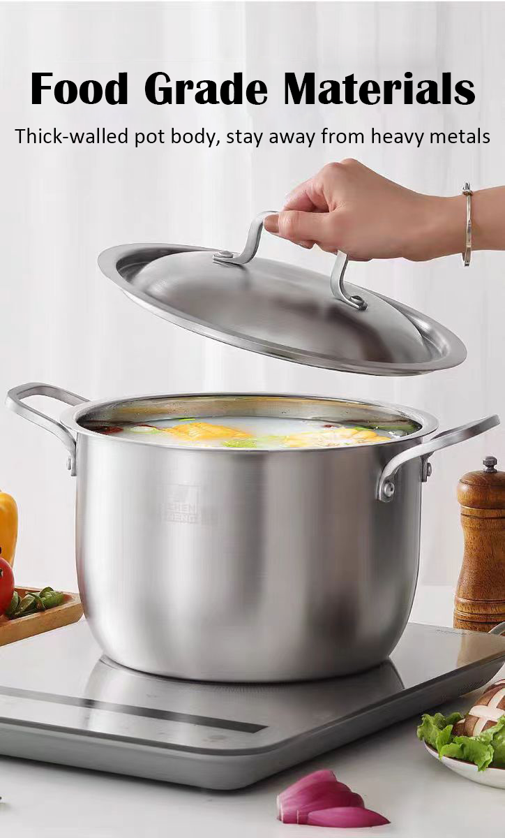 Stainless Steel Stock Pot with Lid, 20/24 cm, 3/5 Quart, Triple Layer Bottom