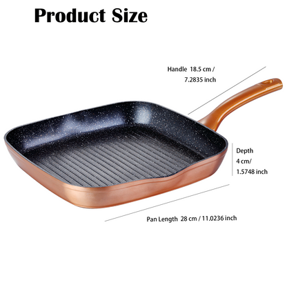 Nonstick Grill Pan Skillet 11 inch, Nonstick Medical Stone Steak Pan, Non PFOA&PFAS