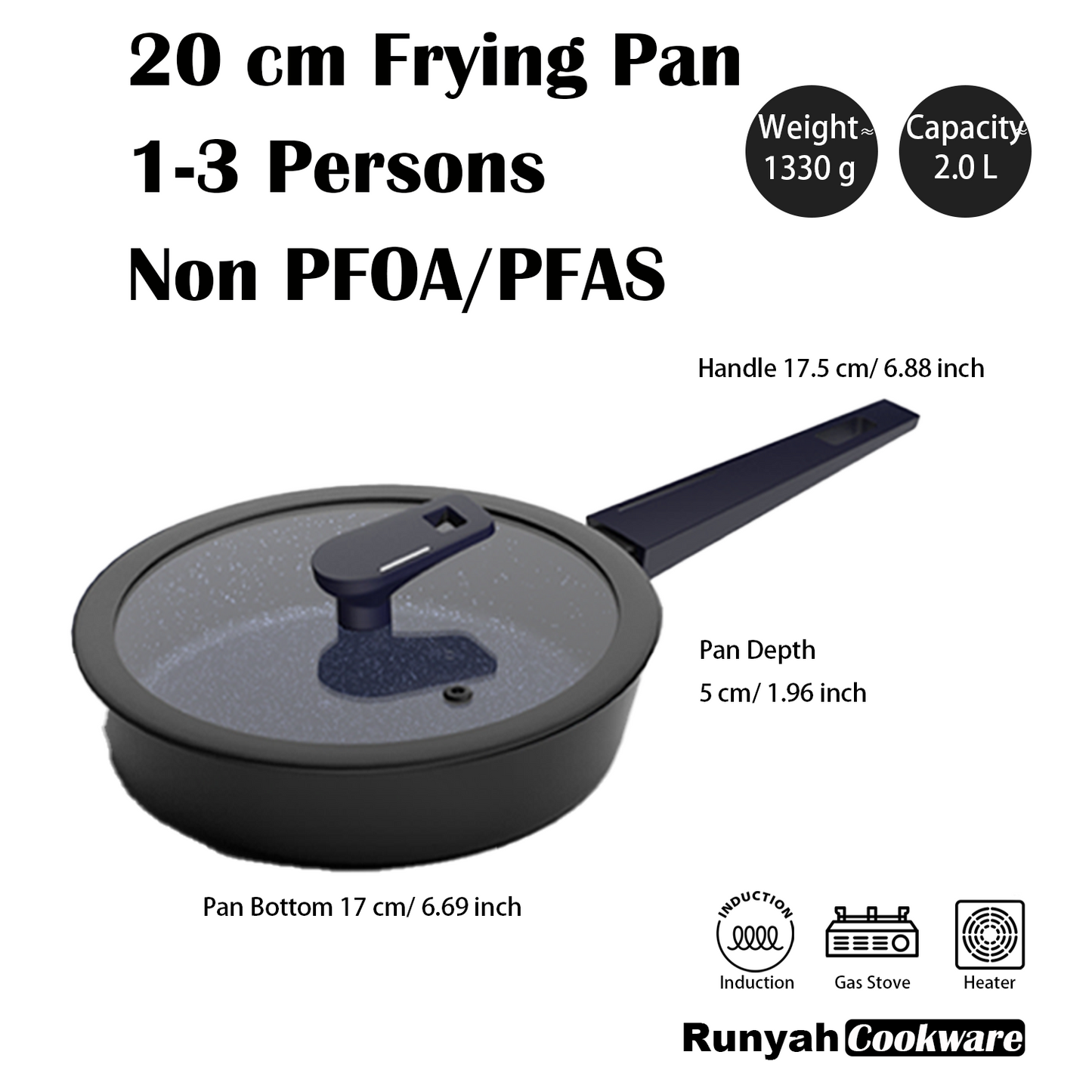 3 Pcs Pots and Pans Set, Nonstick Cookware Sets, Non PFOA&PFAS Healthy Coating