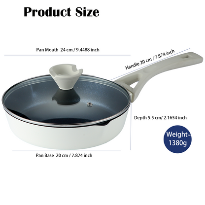 Titanium Nonstick Deep Frying Pan Skillet with Lid, 9.4 inch, Healthy Blue Crystal Particles