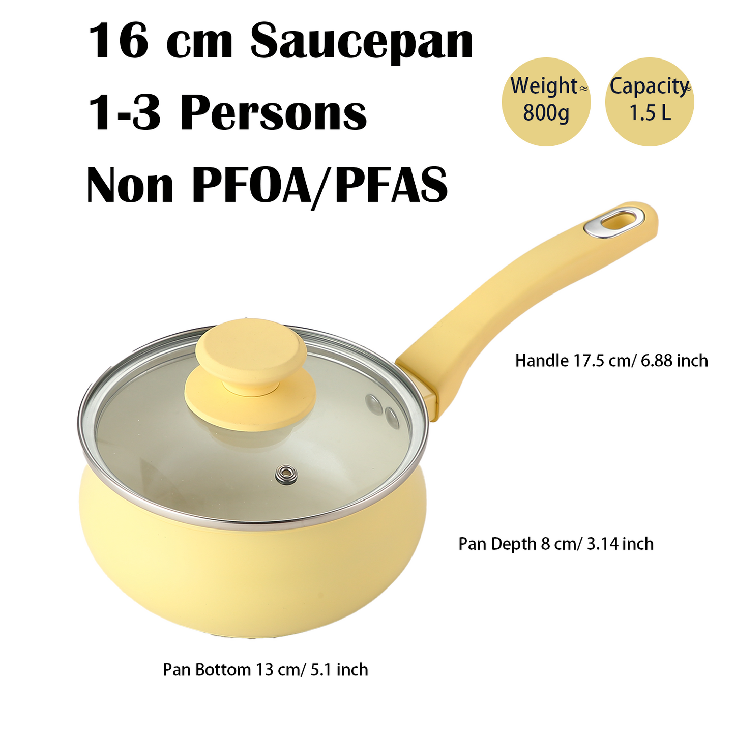 3 Pcs Ceramic Pots and Pans Set, Nonstick Deep Cookware Sets, Non PFOA&PFAS Healthy Coating