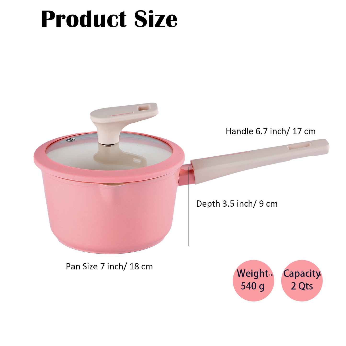 Nonstick Non-PFOA&PFAS Ceramic Sauce Pan with Lid,7 inch,2 Quart, Healthy Non Toxic Coating