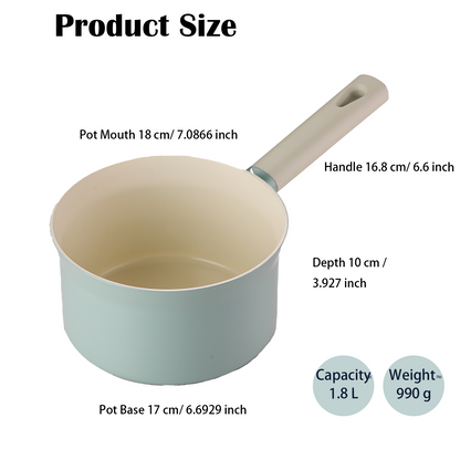 Nonstick Non-PFOA&PFAS Ceramic Sauce Pan with Lid, 7 inch, 2 Quart, Healthy Non Toxic Coating