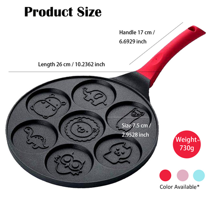 Nonstick Animal Pancake Pan Skillet, 10 inch, 7 Unique Flapjack Zoo Animals Pan