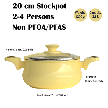 3 Pcs Ceramic Pots and Pans Set, Nonstick Deep Cookware Sets, Non PFOA&PFAS Healthy Coating