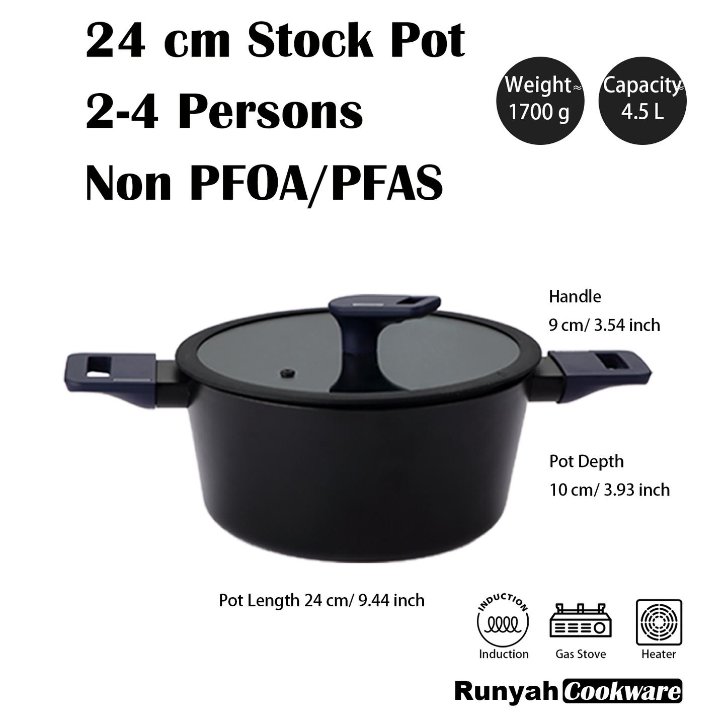 3 Pcs Pots and Pans Set, Nonstick Cookware Sets, Non PFOA&PFAS Healthy Coating